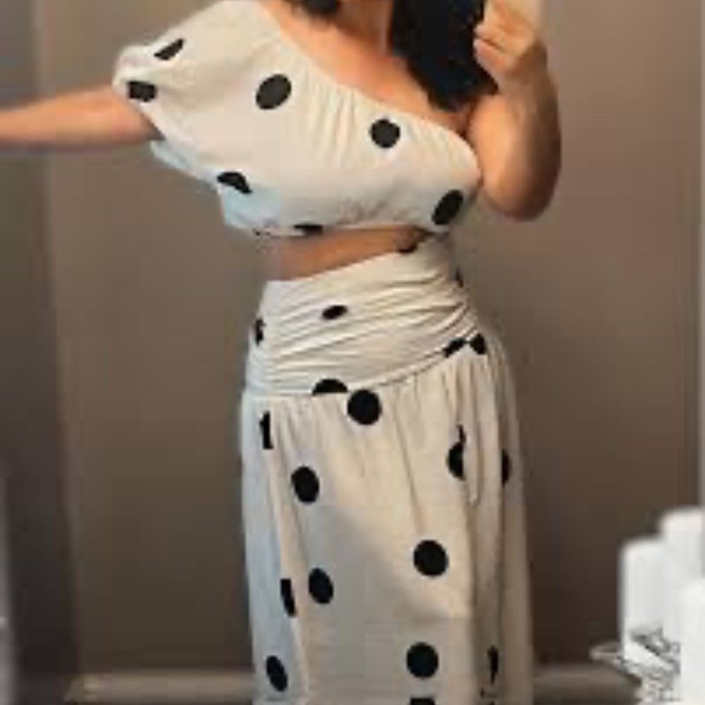 NWT Polka Dot One-Shoulder Cutout Maxi Dress sz 12 PRICE FIRM